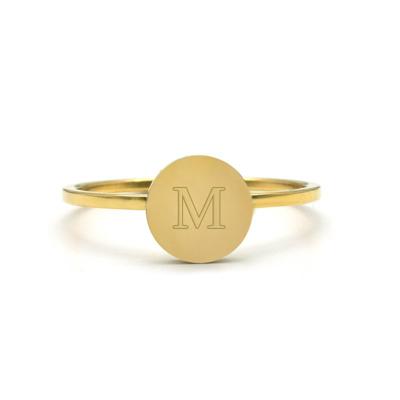 Gegraveerde initialen ring - Stainless steel - Goud - Ringmaat 16