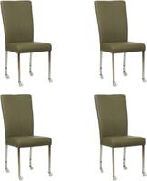 Set van 4 Olijfgroene leren moderne eetkamerstoelen Deal - poot vierkant rvs met wiel - Toledo Leer Olive (olijfgroen leer)