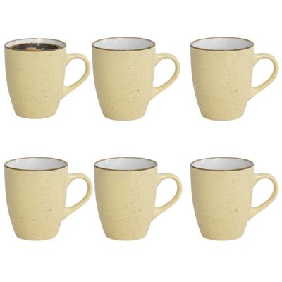 Gerimport Koffie / thee mok Sweets - 6x stuks - geel - 350 ml - keramiek