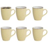 Gerimport Koffie / thee mok Sweets - 6x stuks - geel - 350 ml - keramiek