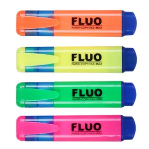 Markeer stiften - 4x stuks - fluor kleurenmix - oranje - geel - groen - roze - highlighters   -