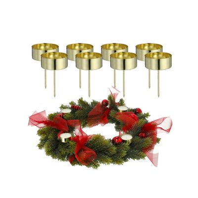 8x stuks theelichthouders instekers goud voor een kerststukje 7 cm