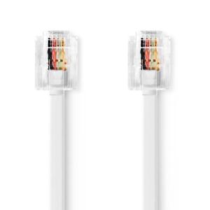 Nedis Telecomkabel | RJ11 Male | RJ11 Male | 5.00 m | Kabel design: Plat | Connectorplating: Vernikkeld | Kabeltype: RJ11 | Wit | Label -