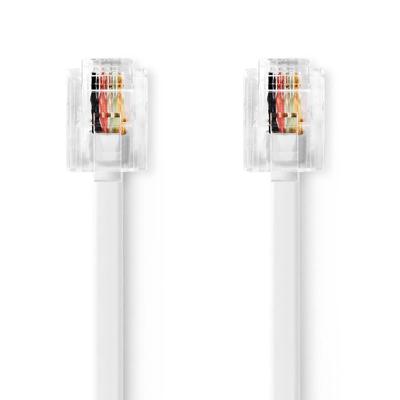 Nedis Telecomkabel | RJ11 Male | RJ11 Male | 5.00 m | Kabel design: Plat | Connectorplating: Vernikkeld | Kabeltype: RJ11 | Wit | Label -