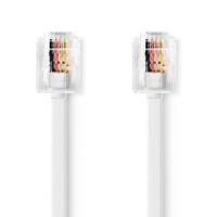 Nedis Telecomkabel | RJ11 Male | RJ11 Male | 5.00 m | Kabel design: Plat | Connectorplating: Vernikkeld | Kabeltype: RJ11 | Wit | Label -