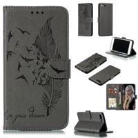 iPhone 7 Plus & 8 Plus horizontaal Litchi structuur 3D veren patroon PU leren Flip Hoesje met houder, foto frame en opbergruimte voor pinpassen & geld