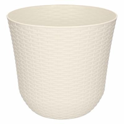 PlasticForte Plantenpot - ivoor wit - D25 x H23 cm - rotan kunststof - bloempot