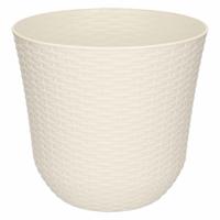 PlasticForte Plantenpot - ivoor wit - D25 x H23 cm - rotan kunststof - bloempot