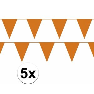 5x oranje plastic slingers 50 meter   -