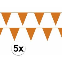 5x oranje plastic slingers 50 meter   - - thumbnail
