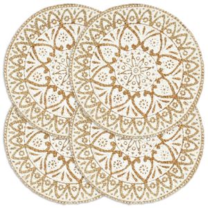 vidaXL Placemats 4 st rond 38 cm jute wit