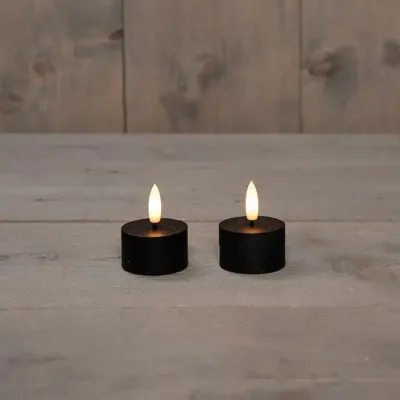 Anna&apos;s Collection LED theelicht 3d flame 5cm zwart 2 stuks