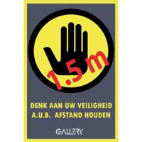 Gallery sticker, waarschuwing; houd 1,5 meter afstand, ft A5, Nederlands