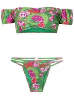 Amir Slama bikini fleuri à épaules dénudées - Vert - thumbnail