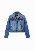 Denim truckerjack met borduursels - BLUE - XL