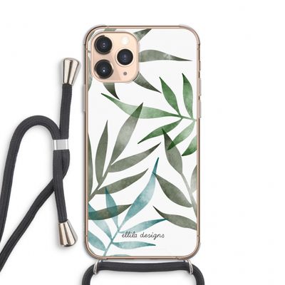 Tropical watercolor leaves: iPhone 11 Pro Transparant Hoesje met koord