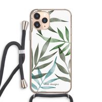 Tropical watercolor leaves: iPhone 11 Pro Transparant Hoesje met koord