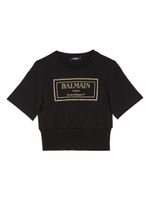 Balmain Kids t-shirt crop à logo imprimé - Noir