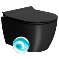 Wand Toilet Swirlflush Sapho Pura 35x46 cm Mat Zwart