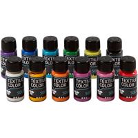 Creativ Company Dekkende textielverf - set van 12 kleuren, 50ml