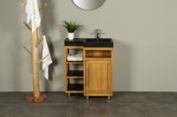 Kerinci Cabinet Teakholz WaschtischTür Rechts Terrazzo Waschbecken 75 cm