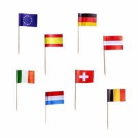 50x feest vlaggetjes prikkertjes van 9 Europese landen   - - thumbnail