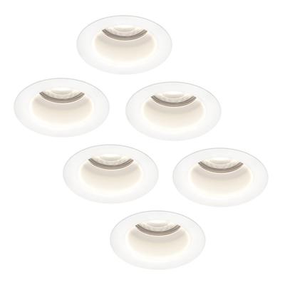 Set van 6 Mari - LED platte inbouwspots met lage inbouwdiepte 58mm - 3,8 Watt 270 Lumen - 6000K Daglicht wit - GU10 LED Module - Verzonken - Dimbaar - Rond - IP65 waterdicht - Wit