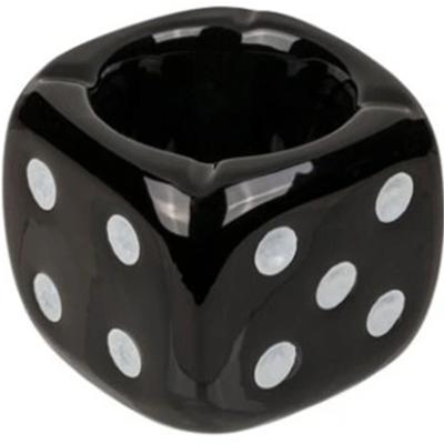 Asbak dobbelsteen - buiten/binnen - zwart - 8 x 8 x 8 cm - keramiek