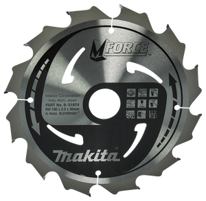 Makita Accessoires Cirkelzaagblad Hout | Mforce 190x30x2,0 12T 15g - B-31974 - B-31974