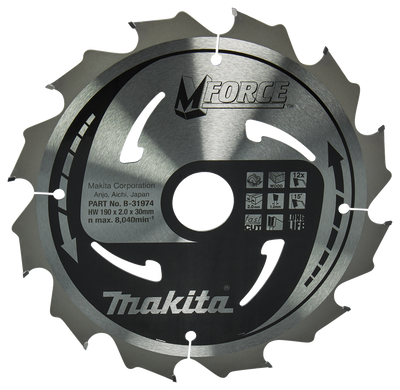 Makita Accessoires Cirkelzaagblad Hout | Mforce 190x30x2,0 12T 15g - B-31974 - B-31974
