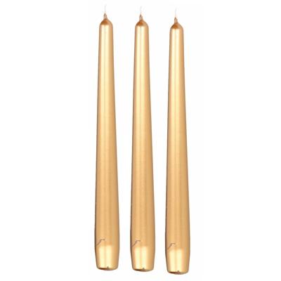 Enlightening Candles Dinerkaarsen - 12x stuks - metallic goud - 8 branduren - 25 cm - kandelaar kaar
