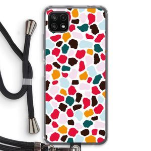 Colored Giraffe: Samsung Galaxy A22 5G Transparant Hoesje met koord