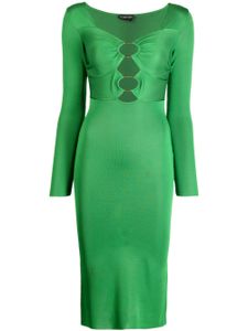TOM FORD robe mi-longue à effet de brillance - Vert