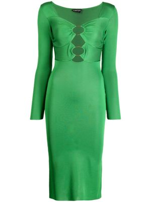 TOM FORD robe mi-longue à effet de brillance - Vert