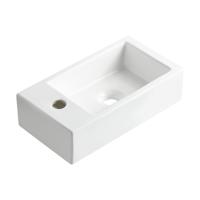 Fontein los Wiesbaden Rhea M | 40x22x11 cm | Keramiek | Wandmontage | 1 Kraangat | Rechthoek | Wit glans