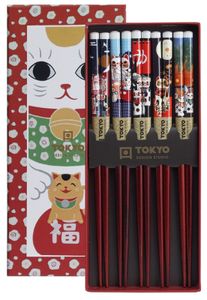 Tokyo Design Studio - Chopsticks Set - Eetstokjes - Lucky Cats - 5 paar