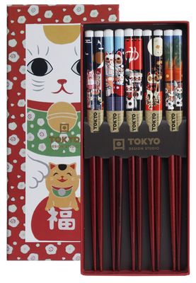 Chopsticks Set Lucky Cats - Tokyo Design Studio - 5 Paar