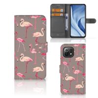 Xiaomi 11 Lite 5G NE | Mi 11 Lite | Telefoonhoesje | Met pasjeshouder | Flamingo