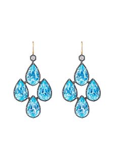 FRED LEIGHTON boucles d'oreilles ornées de diamants et topaze