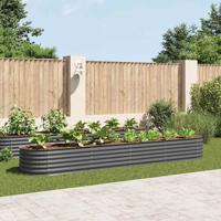 Plantenbak verhoogd 400x80x44 cm gegalvaniseerd staal grijs - thumbnail