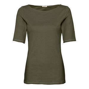 T-Shirt met ronde hals van bio-katoen, olijfgroen Maat: 42