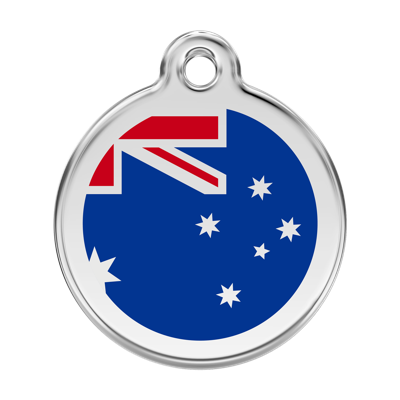 Australian Flag Navy roestvrijstalen hondenpenning large/groot dia. 3,8 cm - Reddingo