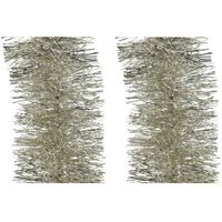 2x Licht parel/champagne kerstslingers 10 cm breed x 270 cm