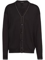 Prada cardigan en soie à col v - Noir