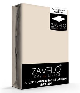 Zavelo Splittopper Hoeslaken Satijn Zand-Lits-jumeaux (160x200 cm)