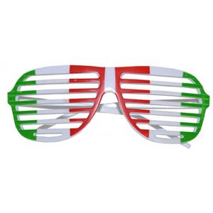 Italie lamellen supporters bril - voor volwassenen - Verkleed feestartikelen - Italiaanse vlag