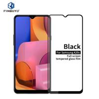 Voor Galaxy A20S PINWUYO 9H 2.5 D volledig scherm gehard glas film (zwart)