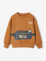 Trompe-l'oeil sweater met rits voor jongens pecannoot