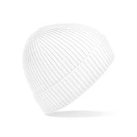 Gebreide Ribbed Beanie wintermuts - wit - volwassenen - Polyacryl