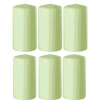 Enlightening Candles Cilinder/stompkaars - 8x - lichtgroen - D6 x H10 cm - 36 branduur